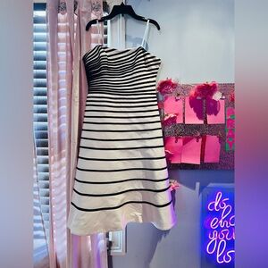 NWT Halston Colorblock dress size 10. Color bone and black.